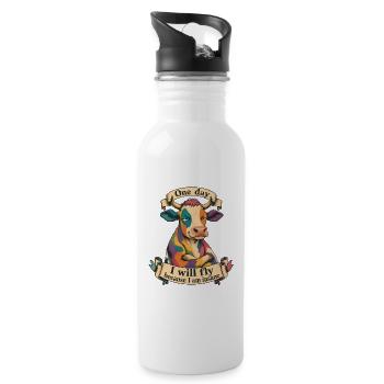 One day I will fly because I am insane - Water bottle with straw - white - Right