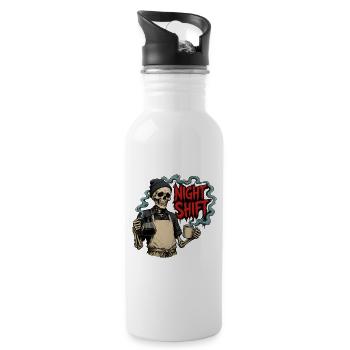 Night Shift Coffee – Barista Skeleton Night Shift - Water bottle with straw - white - Right