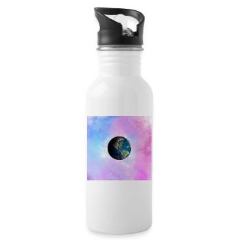 Globe terrestre dans une nébuleuse pastel - Gourde avec paille intégrée - blanc - Droite