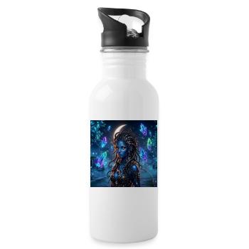 Blue Crystal Siren - Water bottle with straw - white - Right