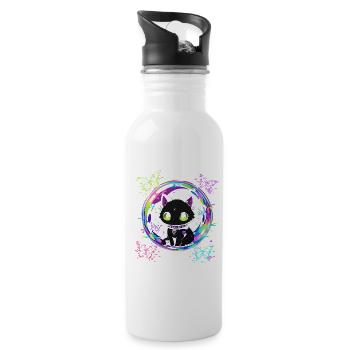 Cyber Cat Bubble - Water bottle with straw - white - Right