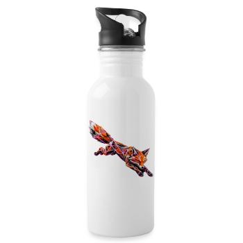 Geometric Cyber Fox - Water bottle with straw - white - Right