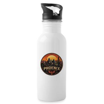Phoenix Valley of the Sun Retro Saguaro Badge - Water bottle with straw - white - Right