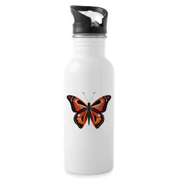 Papillon du Roi Kamehameha - Gourde avec paille intégrée - blanc - Droite