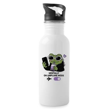 Gen Z Frog Boba Kawaii Aesthetic Sunglasses Funny  - Water bottle with straw - white - Right