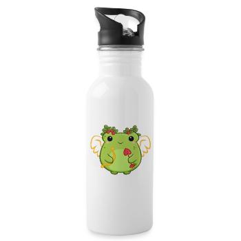 Grenouille d’amour avec arc en forme de cœur - Gourde avec paille intégrée - blanc - Droite