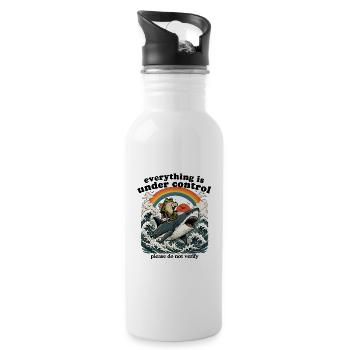 Frog on shark rainbow - Water bottle with straw - white - Right