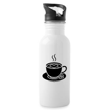 Tasse de café avec cœur pour les connaisseurs - Gourde avec paille intégrée - blanc - Droite