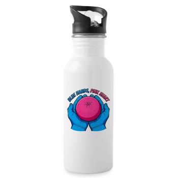 Mains bleues et fruits roses – Pop Art - Gourde avec paille intégrée - blanc - Droite