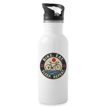 Bike Eat Sleep Repeat – Bike Saying - Water bottle with straw - white - Right