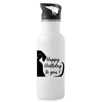 Happy Birthday Dachshund - Water bottle with straw - white - Right