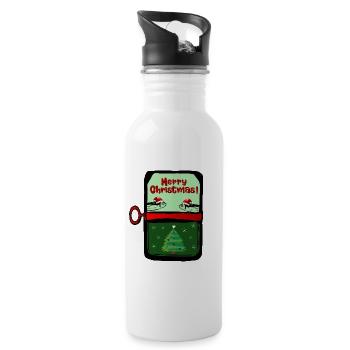 Merry Christmas Fishes - Water bottle with straw - white - Right