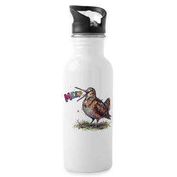 Colorful Woodcock Meep Bird Comic Design - Water bottle with straw - white - Right