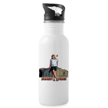 Sunset Vibes Holiday Pop Art Graphics - Water bottle with straw - white - Right
