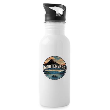 Retro Montenegro Bay of Kotor Badge - Water bottle with straw - white - Right