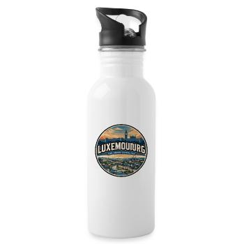 Retro Luxembourg Grund Valley Badge - Water bottle with straw - white - Right