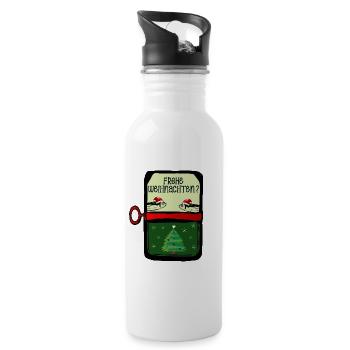 Frohe Weihnachten Fische - Trinkflasche mit integriertem Trinkhalm - Weiß - Rechts