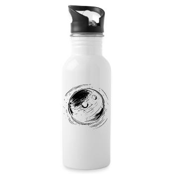 Bowling Ball Line Art - Water bottle with straw - white - Right