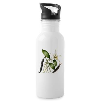 Botanical Vanilla Orchid - Water bottle with straw - white - Right