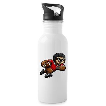 Cute sloth playing rugby - Water bottle with straw - white - Right