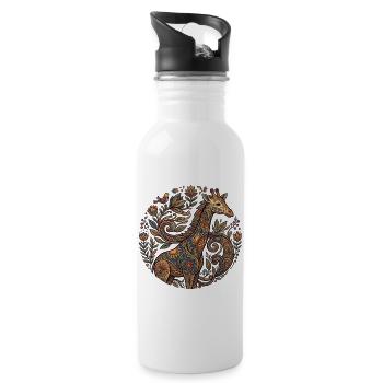 Girafe ornementale à motif floral - Gourde avec paille intégrée - blanc - Droite