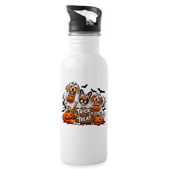 Halloween Dogs Trick or Treat - Water bottle with straw - white - Right