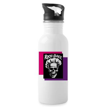 Rock and Bake Skull Chef - Water bottle with straw - white - Right