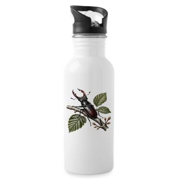 Lucane cerf volant sur branche  - Water bottle with straw - white - Right