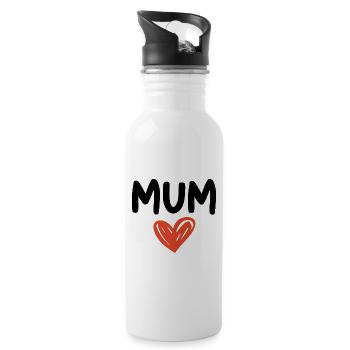 Handgezeichnetes Herz – Ich liebe dich, Mama - Trinkflasche mit integriertem Trinkhalm - Weiß - Rechts
