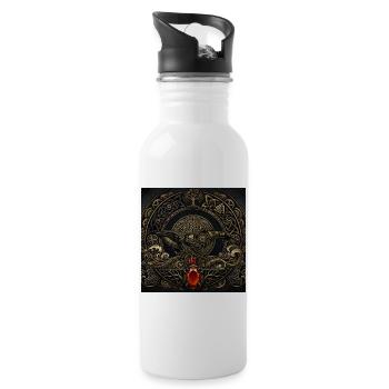 Mechanischer Wal mit rotem Edelstein - Trinkflasche mit integriertem Trinkhalm - Weiß - Rechts