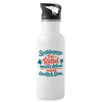 Spätdiagnose Das Rätsel Meines Lebens Sinn - Trinkflasche mit integriertem Trinkhalm - Weiß - Rechts