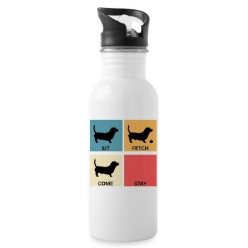 Basset Hound Dog Lover Gift for Dog Mom - Water bottle with straw - white - Right