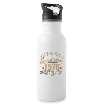 1976 Vintage Vintage Retro Geburtstag - Trinkflasche mit integriertem Trinkhalm - Weiß - Rechts
