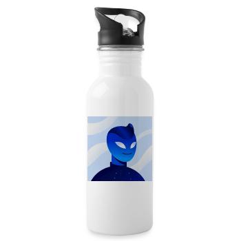 Blue Gradient Mask Avatar - Trinkflasche mit integriertem Trinkhalm - Weiß - Rechts