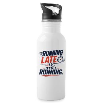 Running Late. Still Running. - Trinkflasche mit integriertem Trinkhalm - Weiß - Rechts