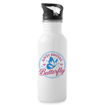 Anti Social Butterfly - Water bottle with straw - white - Right