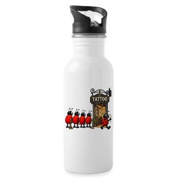 Marienkäfer Tattoo-Studio - Trinkflasche mit integriertem Trinkhalm - Weiß - Rechts