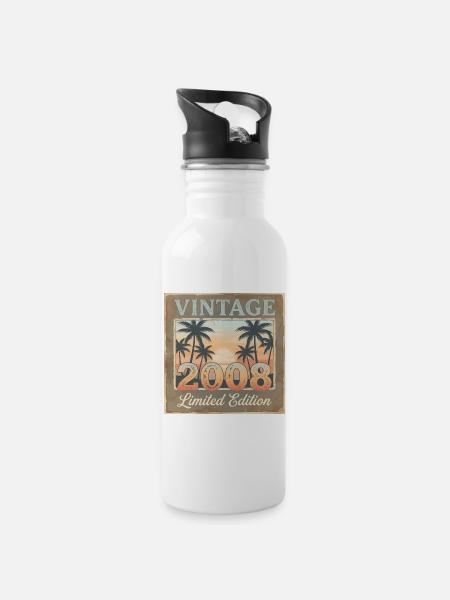 Limited Edition Vintage 2008 Boy Girl 18th Birthda - Trinkflasche mit integriertem Trinkhalm - Weiß