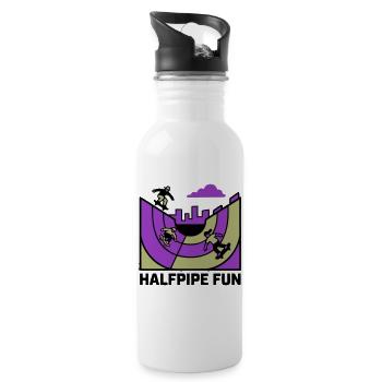 Halfpipe Skatepark Logo - Trinkflasche mit integriertem Trinkhalm - Weiß - Rechts