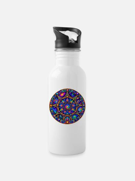 Nonagon - Trinkflasche mit integriertem Trinkhalm - Weiß
