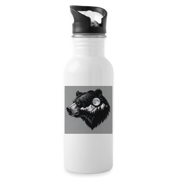 Grizzly Wildnis - Trinkflasche mit integriertem Trinkhalm - Weiß - Rechts