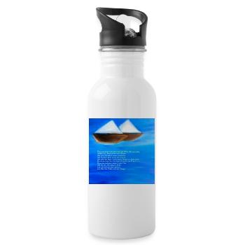 Freundschaft - Trinkflasche mit integriertem Trinkhalm - Weiß - Rechts