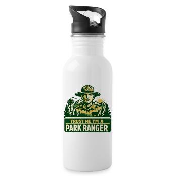 Vertrau Mir Ich Bin Ranger Spruch - Trinkflasche mit integriertem Trinkhalm - Weiß - Rechts