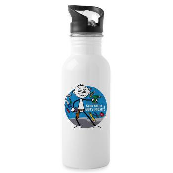 Geht nicht gibts nicht - Handwerker Comic - Trinkflasche mit integriertem Trinkhalm - Weiß - Rechts
