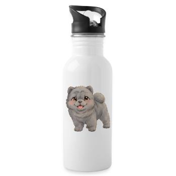 Chow-Chow – flauschiger dunkler Hundewelpe - Trinkflasche mit integriertem Trinkhalm - Weiß - Rechts