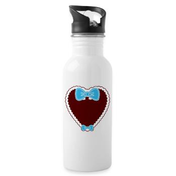 Lebkuchenherz Schleife - Trinkflasche mit integriertem Trinkhalm - Weiß - Rechts