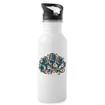 Mikrofonchor – Stimmen gemeinsam stark - Trinkflasche mit integriertem Trinkhalm - Weiß - Rechts
