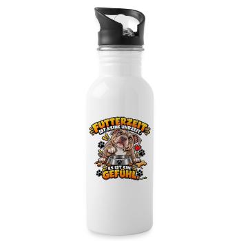 Futterzeit ist ein Gefühl - Trinkflasche mit integriertem Trinkhalm - Weiß - Rechts