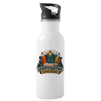 Geburtstagstour – Umwege inklusive - Trinkflasche mit integriertem Trinkhalm - Weiß - Rechts