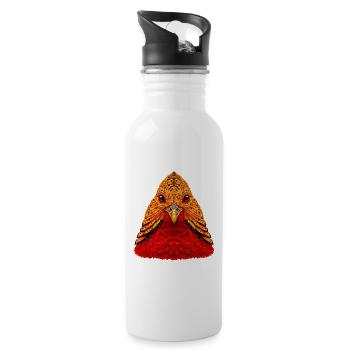 gold fasan ethno Stil, Feuerfeder Vogelkopf - Trinkflasche mit integriertem Trinkhalm - Weiß - Rechts